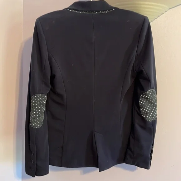 Medium below waist soft navy dress jacket. Good for office, dinner, or fall day. - Picture 6 of 6